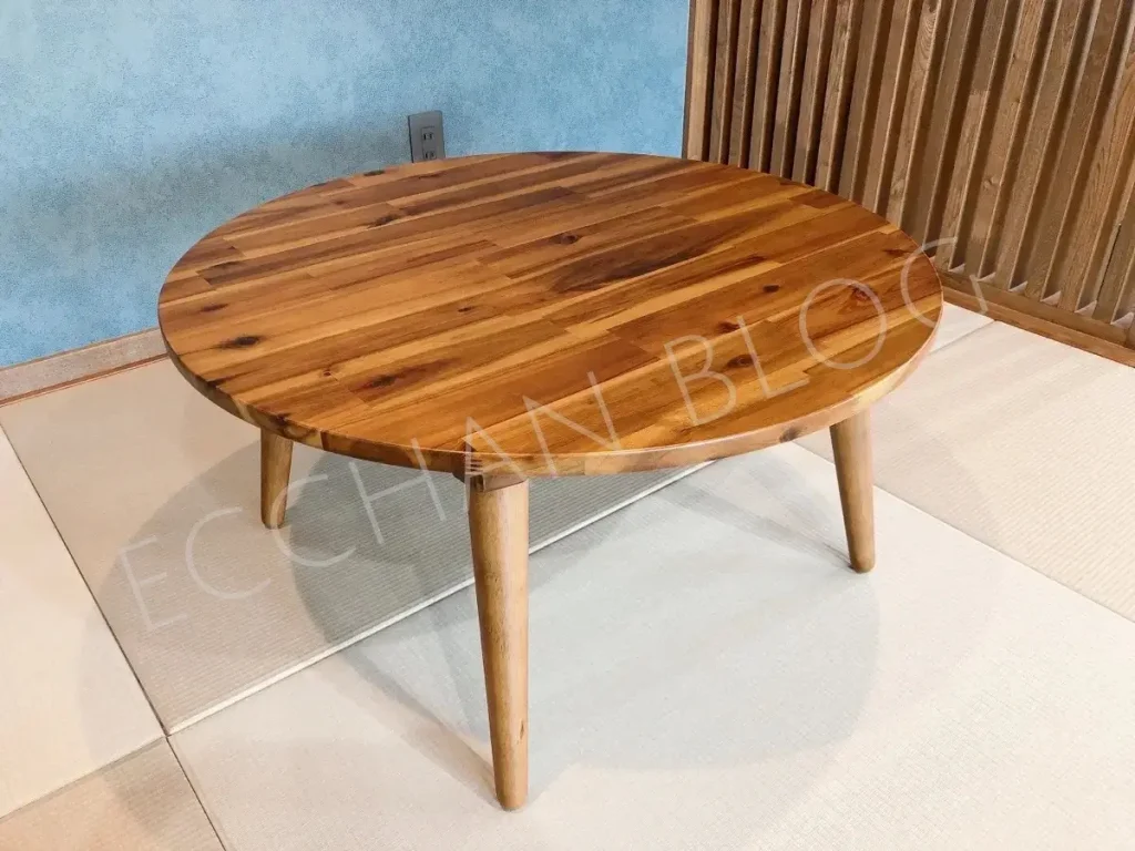 【good interior】75cm　アカシア無垢材　円形こたつテーブルの写真。